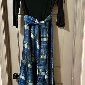 Coldwater Creek Elegant Black Blue Taffeta Party Dress Size 6